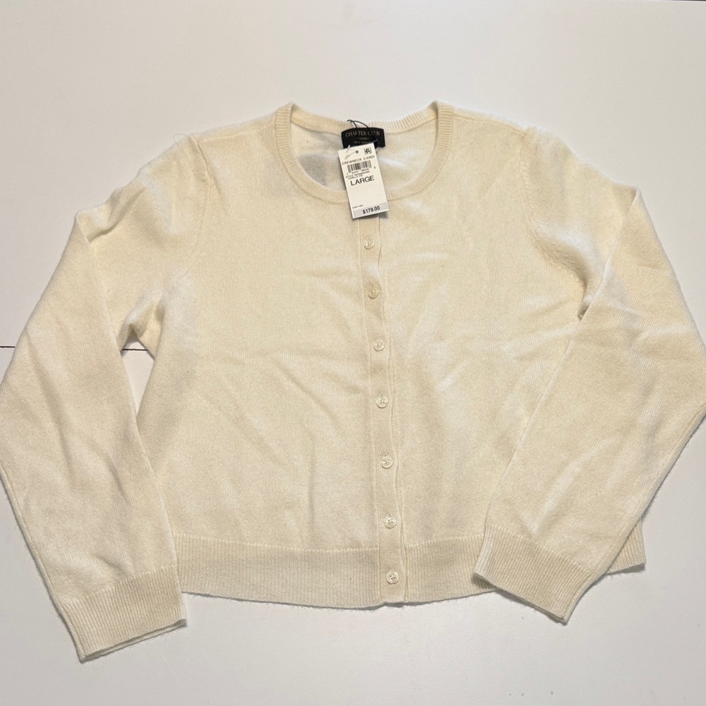 Charter club Cream cashmere Cardigan Sweater NWT large